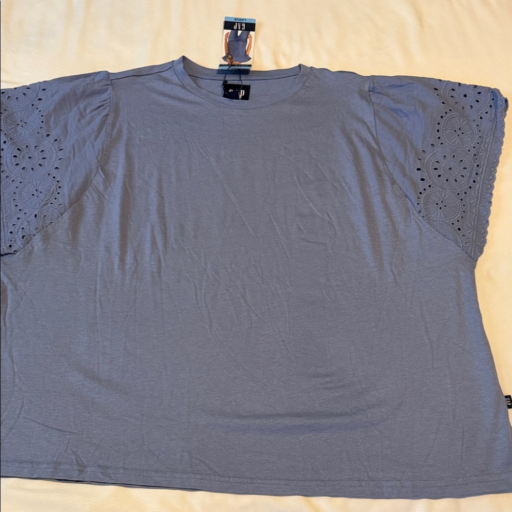 Gap Blue Eyelet Sleeve Top